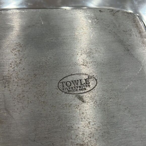 Antique Towle Silver Mother of Pearl & Aluminum Square Serving Tray 12 " x 12 " - Picture 8 of 8